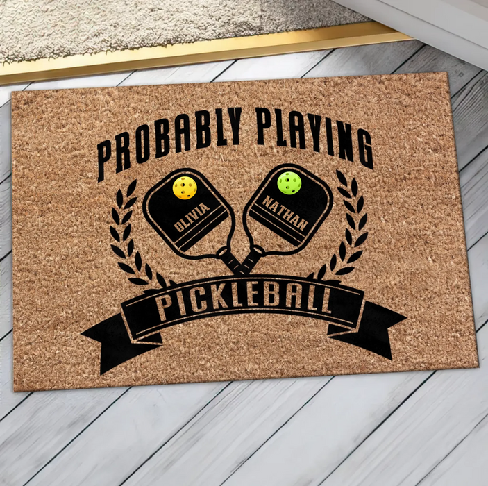 Personalized Pickleball Couple Doormat - Valentine's Day Gift Idea For Couple