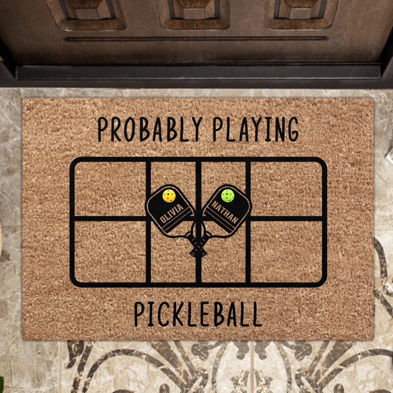 Personalized Pickleball Doormat - Playing Pickleball Court Anniversary Housewarming Gift
