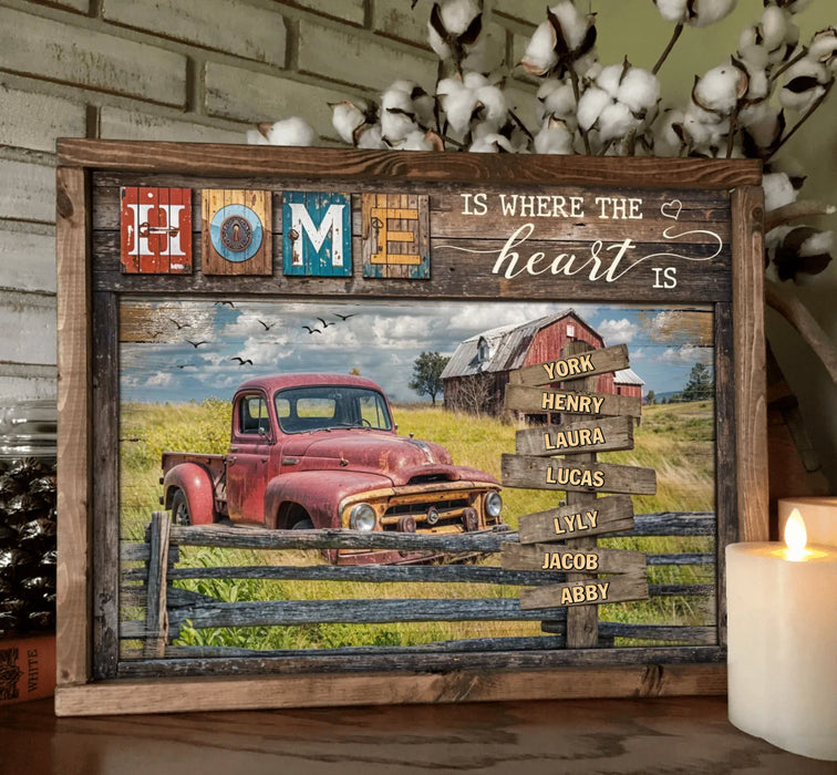 Personalized Family Poster - Gift Idea For Family/Parents with up to 7 Members - Home Is Where The Heart Is