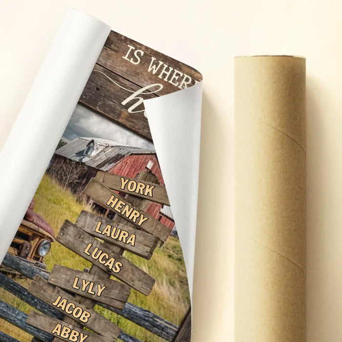 Personalized Family Poster - Gift Idea For Family/Parents with up to 7 Members - Home Is Where The Heart Is