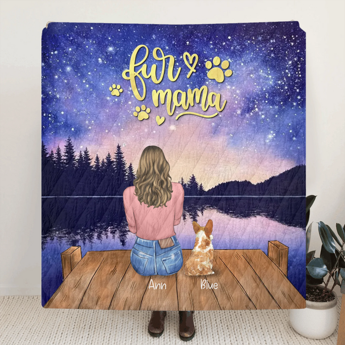 Custom Personalized Pet Mom Quilt/ Fleece Blanket - Gift For Pets Lover With Upto 4 Pets - Fur Mama