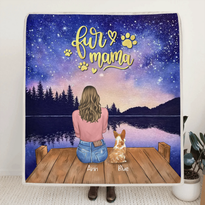 Custom Personalized Pet Mom Quilt/ Fleece Blanket - Gift For Pets Lover With Upto 4 Pets - Fur Mama