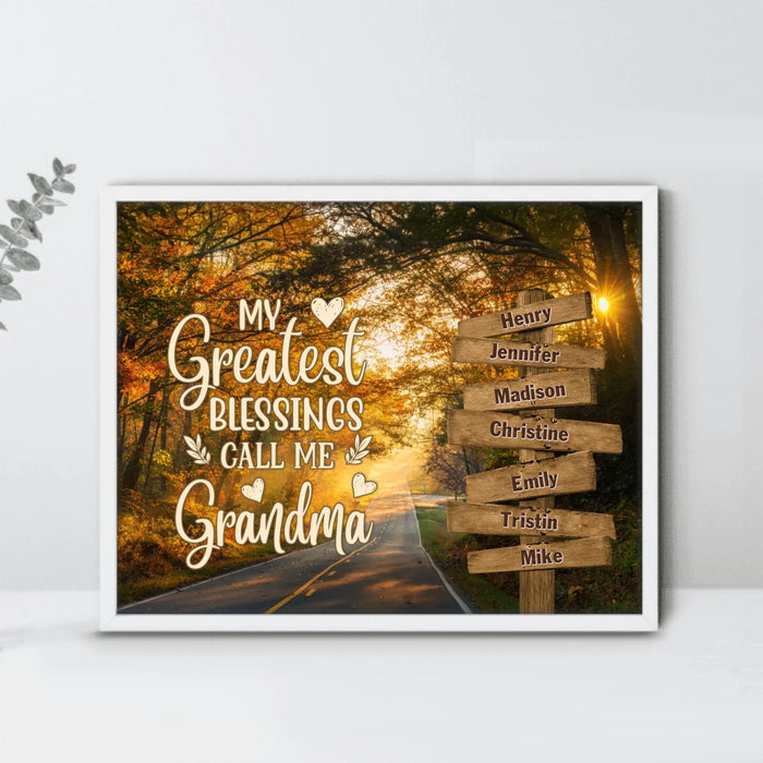 Personalized Grandma & Grandkids Poster - Mother's Day Gift Idea For Grandma/Grandkid - My Greatest Blessings Call Me Grandma