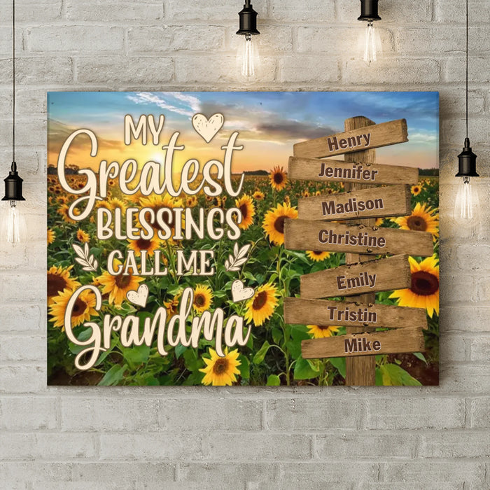 Custom Grandma & Grandkids Canvas - Gift Idea For Grandma/ Grandkid - My Greatest Blessings Call Me Grandma