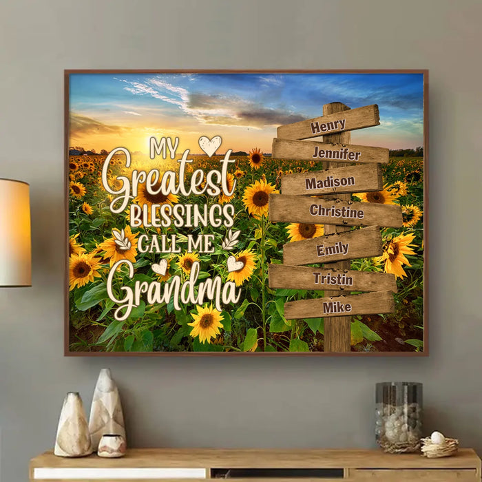 Personalized Grandma & Grandkids Poster - Mother's Day Gift Idea For Grandma/Grandkid - My Greatest Blessings Call Me Grandma