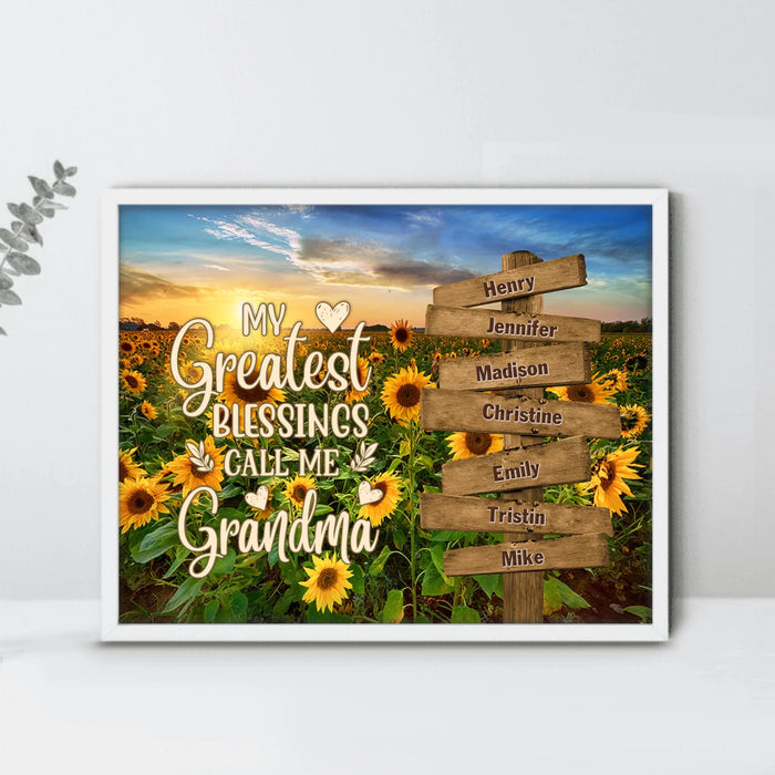 Personalized Grandma & Grandkids Poster - Mother's Day Gift Idea For Grandma/Grandkid - My Greatest Blessings Call Me Grandma