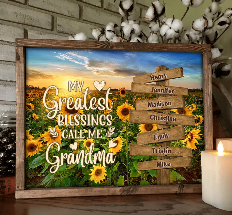 Personalized Grandma & Grandkids Poster - Mother's Day Gift Idea For Grandma/Grandkid - My Greatest Blessings Call Me Grandma