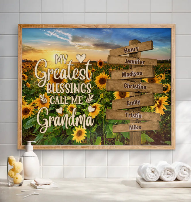 Personalized Grandma & Grandkids Poster - Mother's Day Gift Idea For Grandma/Grandkid - My Greatest Blessings Call Me Grandma