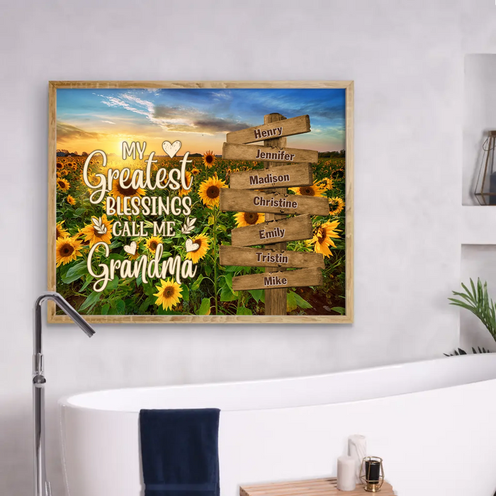 Personalized Grandma & Grandkids Poster - Mother's Day Gift Idea For Grandma/Grandkid - My Greatest Blessings Call Me Grandma