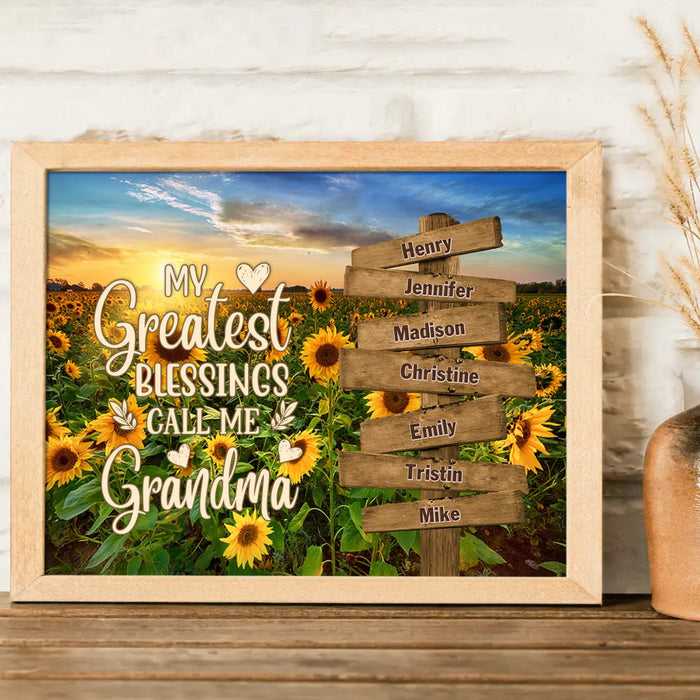 Personalized Grandma & Grandkids Poster - Mother's Day Gift Idea For Grandma/Grandkid - My Greatest Blessings Call Me Grandma
