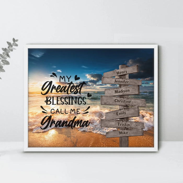 Personalized Grandma & Grandkids Poster - Gift Idea For Grandma/ Grandkid - My Greatest Blessings Call Me Grandma