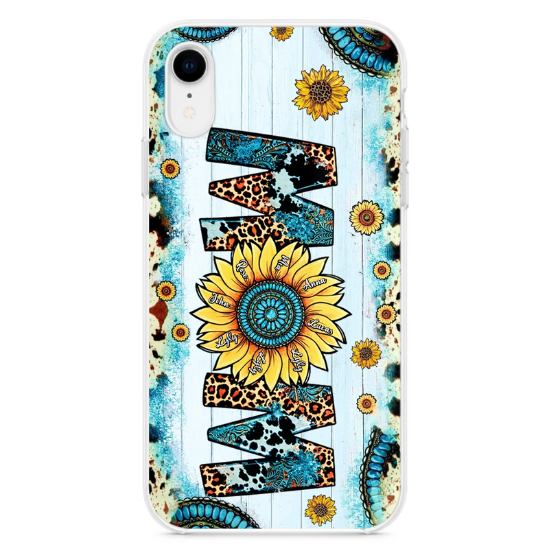 Custom Personalized Mom Sunflower Phone Case - Mother's Day Gift Idea - Upto 8 Kids - Case For iPhone/ Samsung