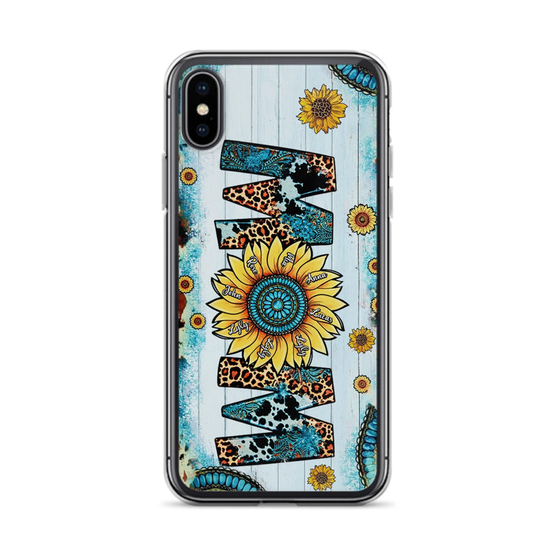 Custom Personalized Mom Sunflower Phone Case - Mother's Day Gift Idea - Upto 8 Kids - Case For iPhone/ Samsung