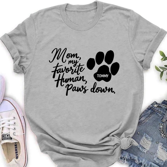 Personalized Dog Mom/Dog Dad T-Shirt/Long Sleeve/Sweatshirt/Hoodie - Gift Idea For Dog Lover - Up to 7 Dogs - Paws Down