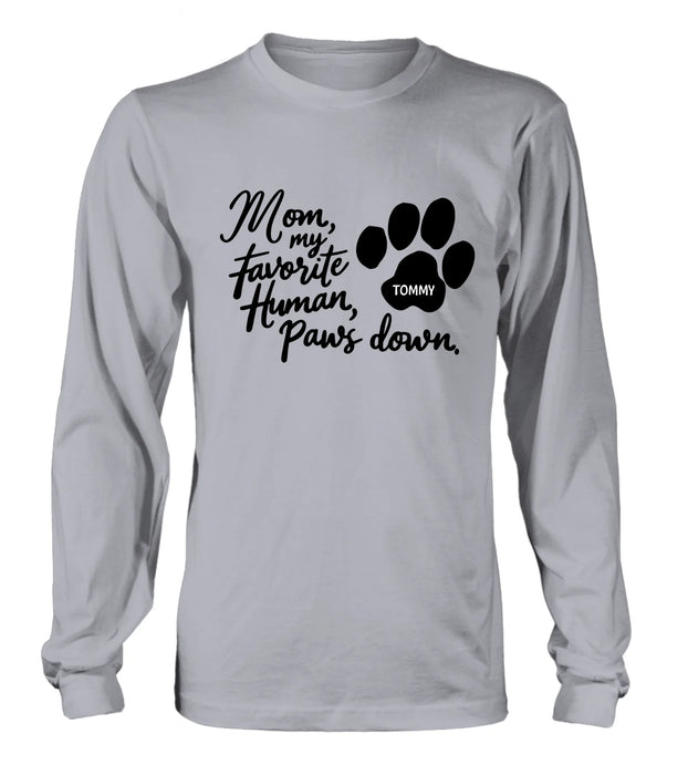 Personalized Dog Mom/Dog Dad T-Shirt/Long Sleeve/Sweatshirt/Hoodie - Gift Idea For Dog Lover - Up to 7 Dogs - Paws Down