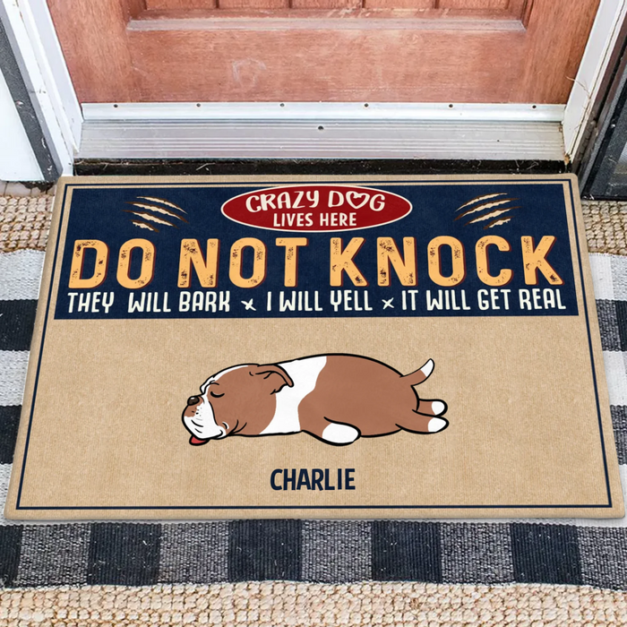 Personalized Dog Doormat - Gift Idea For Dog Lover - Crazy Dogs Live Here Do Not Knock