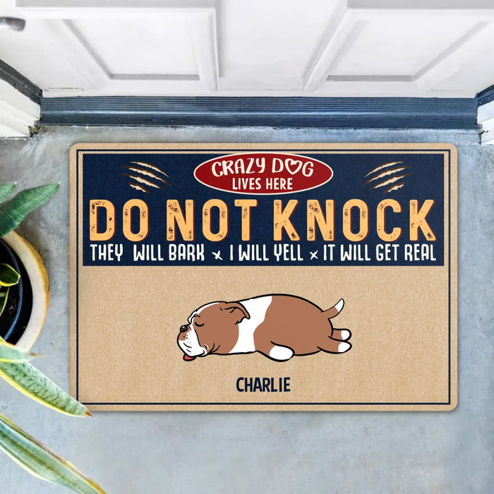 Personalized Dog Doormat - Gift Idea For Dog Lover - Crazy Dogs Live Here Do Not Knock