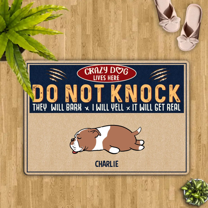 Personalized Dog Doormat - Gift Idea For Dog Lover - Crazy Dogs Live Here Do Not Knock