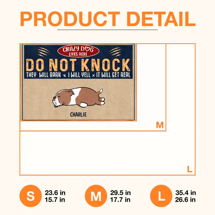 Personalized Dog Doormat - Gift Idea For Dog Lover - Crazy Dogs Live Here Do Not Knock