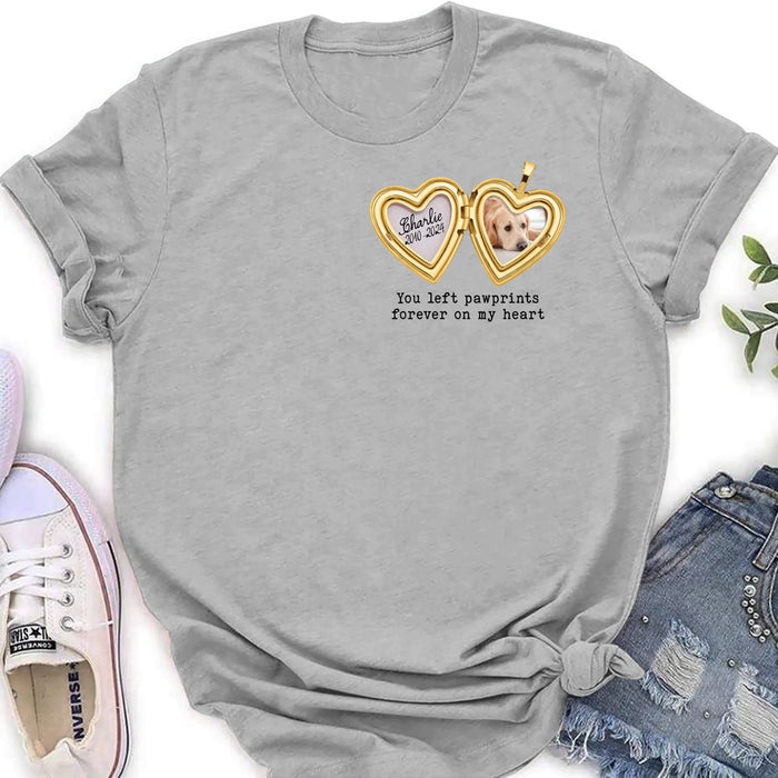 Personalized Dog T-Shirt/Sweatshirt/Hoodie - Gift Idea For Dog Lovers - You Left Pawprints Forever On My Heart