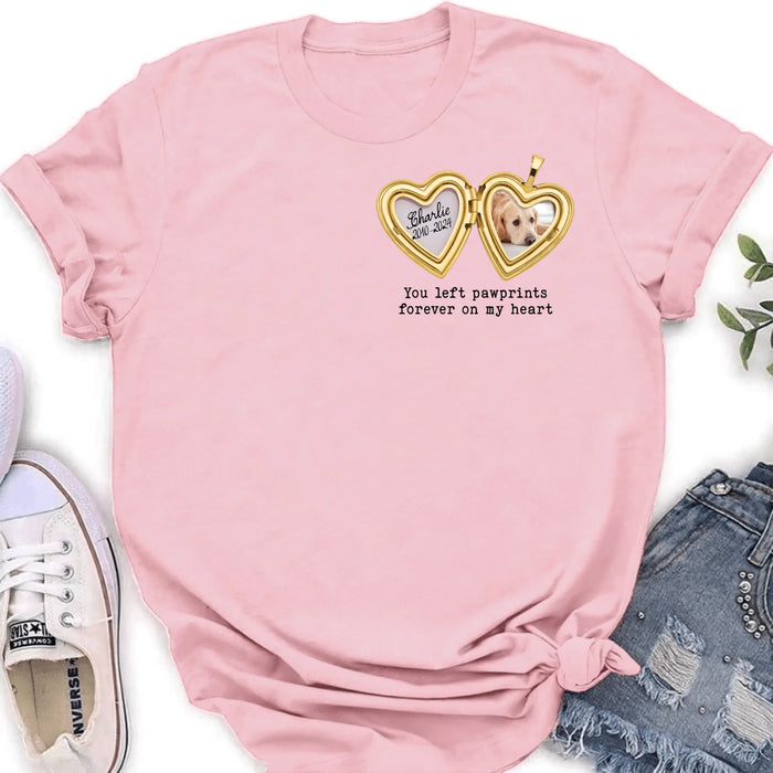 Personalized Dog T-Shirt/Sweatshirt/Hoodie - Gift Idea For Dog Lovers - You Left Pawprints Forever On My Heart