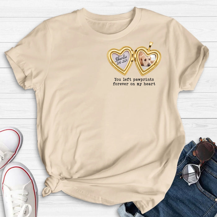 Personalized Dog T-Shirt/Sweatshirt/Hoodie - Gift Idea For Dog Lovers - You Left Pawprints Forever On My Heart