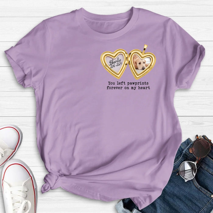 Personalized Dog T-Shirt/Sweatshirt/Hoodie - Gift Idea For Dog Lovers - You Left Pawprints Forever On My Heart