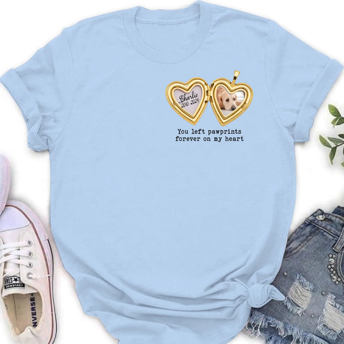Personalized Dog T-Shirt/Sweatshirt/Hoodie - Gift Idea For Dog Lovers - You Left Pawprints Forever On My Heart