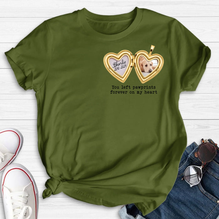 Personalized Dog T-Shirt/Sweatshirt/Hoodie - Gift Idea For Dog Lovers - You Left Pawprints Forever On My Heart