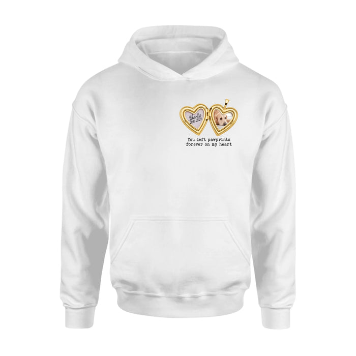 Personalized Dog T-Shirt/Sweatshirt/Hoodie - Gift Idea For Dog Lovers - You Left Pawprints Forever On My Heart