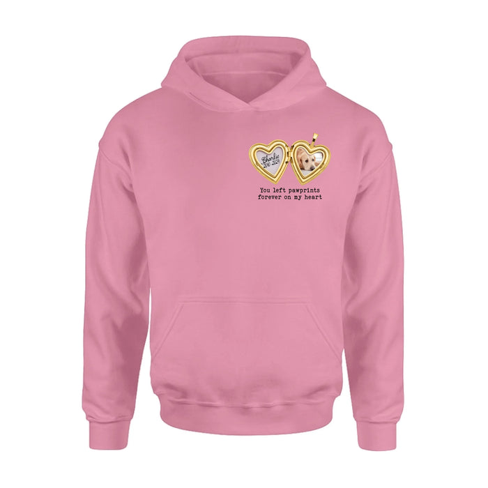 Personalized Dog T-Shirt/Sweatshirt/Hoodie - Gift Idea For Dog Lovers - You Left Pawprints Forever On My Heart