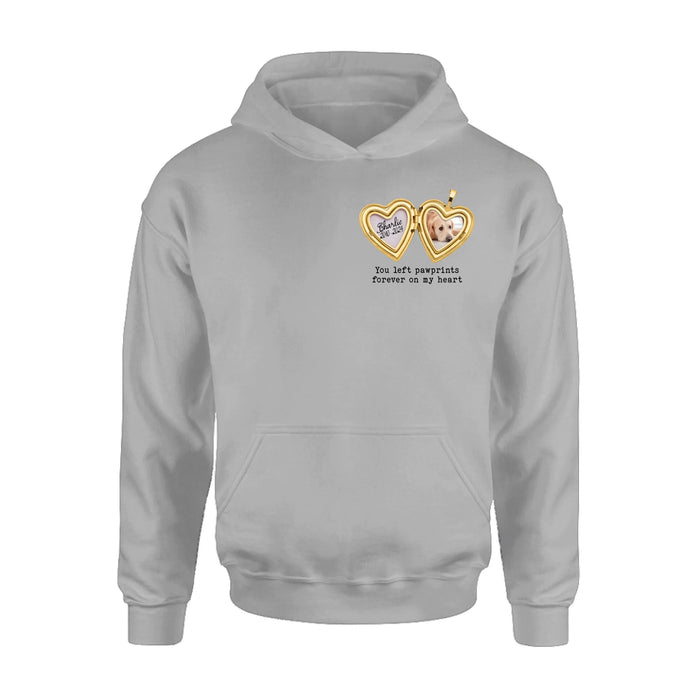 Personalized Dog T-Shirt/Sweatshirt/Hoodie - Gift Idea For Dog Lovers - You Left Pawprints Forever On My Heart