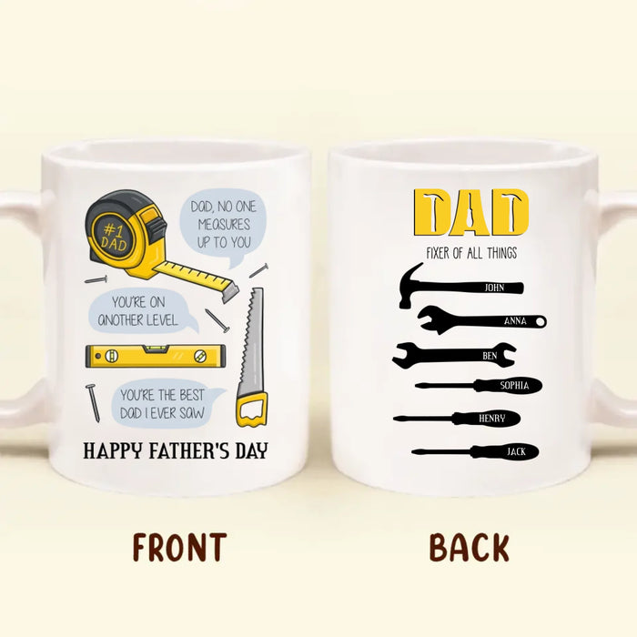 Personalized Happy Father's Day Mug Coffee | Dad Fixer Of All Things - Father's Day Gift Idea