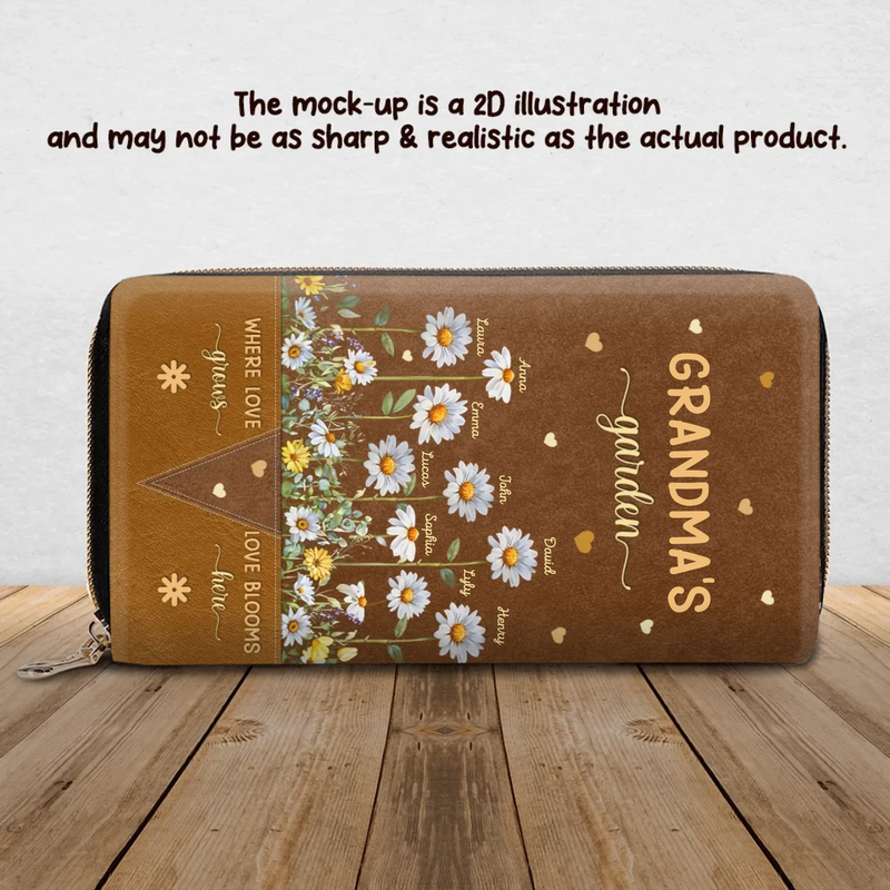 Personalized Grandma's Garden Long Wallet - Mother's Day Gift Idea - Up to 9 Kids