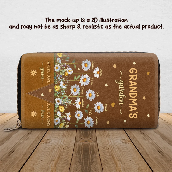 Personalized Grandma's Garden Long Wallet - Mother's Day Gift Idea - Up to 9 Kids