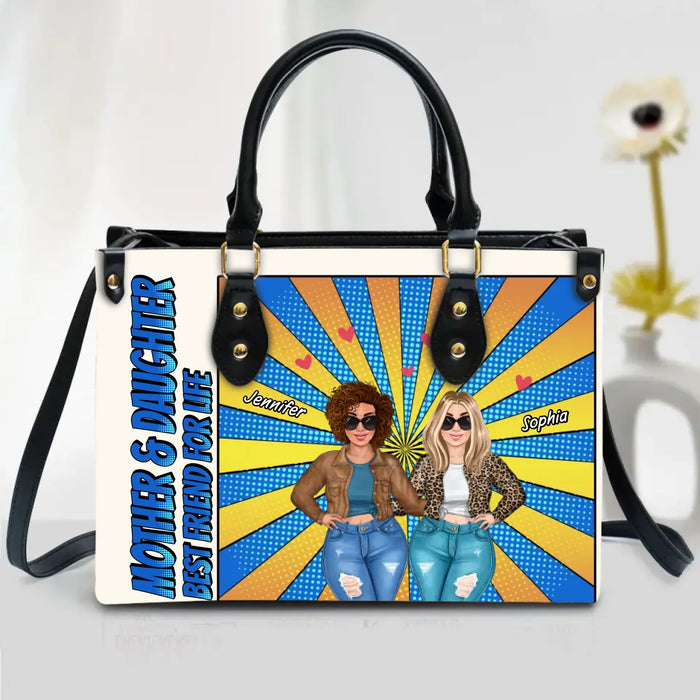 Personalized Mother & Daughter PU Leather Handbag With Long Straps - Mother's Day Gift Idea From Daughter
