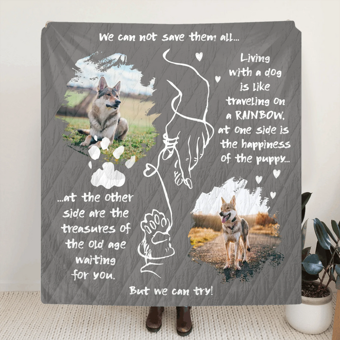 Personalized Dog Mom Quilt/ Fleece Blanket - Upload Photo - Gift Idea For Pet Lover - We Can Not Save Them All But We Can Try