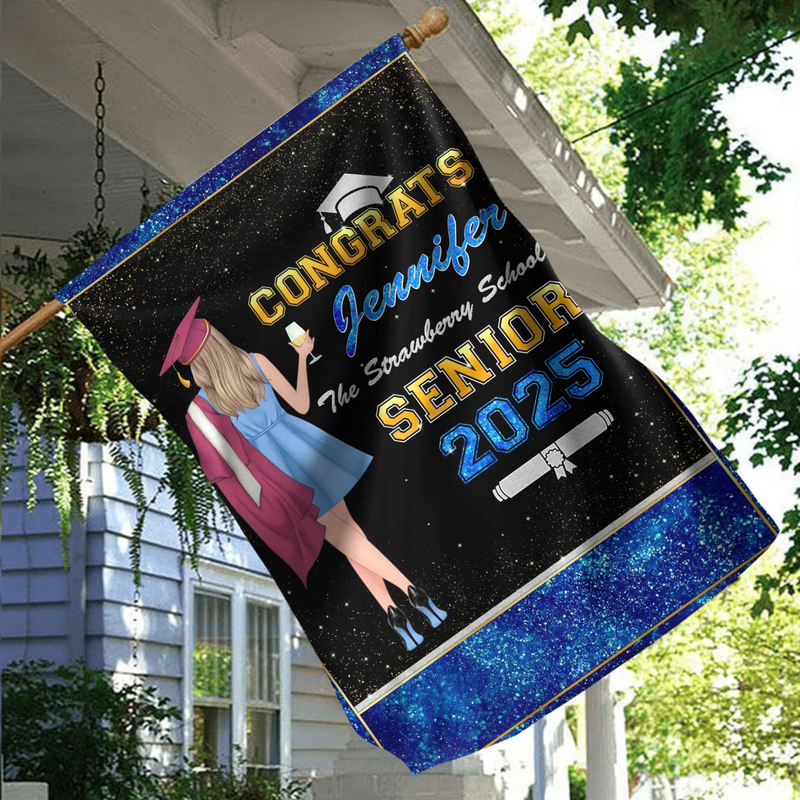 Personalized Graduation Senior Flag - Graduation Gift Idea For Daughter/Friend/Sister - Congrats 2025