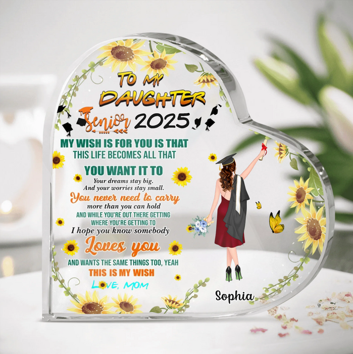 Personalized Graduation Heart Acrylic Plaque - Gift Idea For Daughter/Graduation - I Hope You Know Somebody Loves You