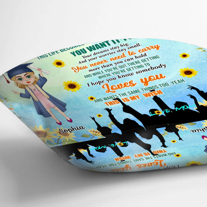 Personalized Chibi Girl Graduation Pillow Cover - Gift Idea For Graduation/Daughter - I Hope You Know Somebody Loves You
