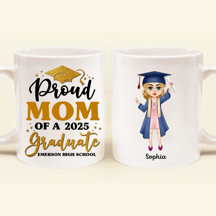 Personalized Proud Mom Of A 2025 Graduate Coffee Mug - Graduation Gift Idea For Family's Member