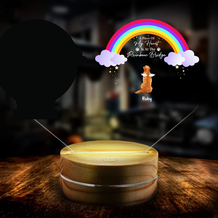 Personalized Dogs At The Rainbow Bridge Led Lamp - Memorial Gift Dog Lover - A Piece Of My Heart Is At The Rainbow Bridge