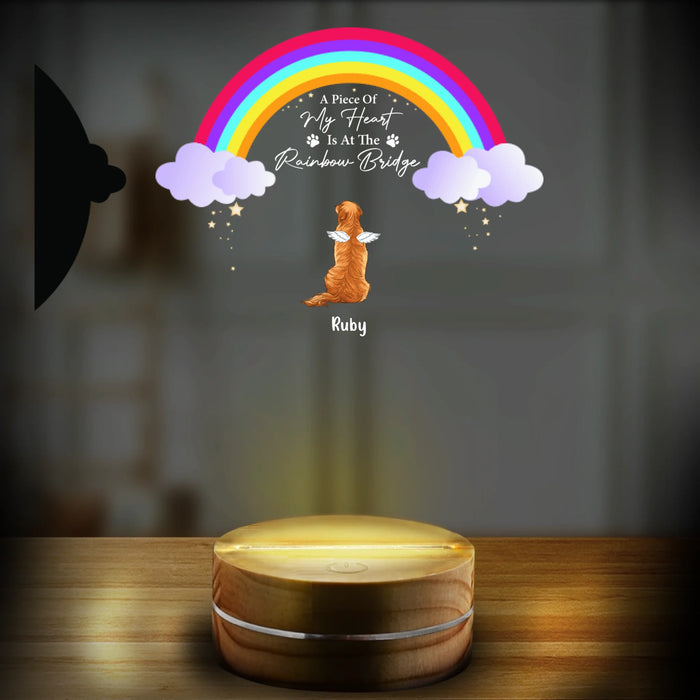 Personalized Dogs At The Rainbow Bridge Led Lamp - Memorial Gift Dog Lover - A Piece Of My Heart Is At The Rainbow Bridge