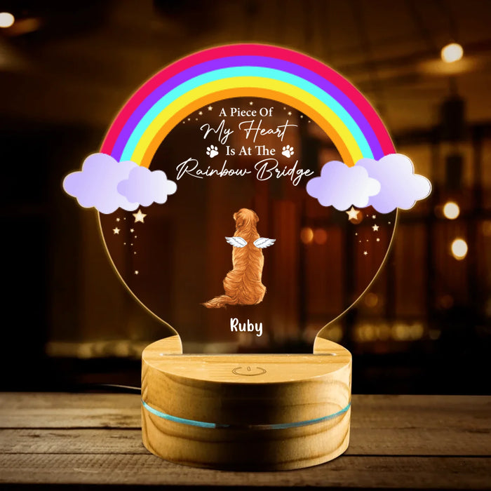 Personalized Dogs At The Rainbow Bridge Led Lamp - Memorial Gift Dog Lover - A Piece Of My Heart Is At The Rainbow Bridge