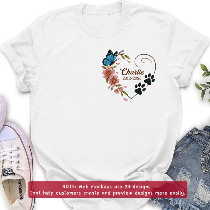 Custom Personalized Dog Memorial Embroidered T-Shirt/ Sweater/ Hoodie - Memorial Gift Idea For Pet Lover