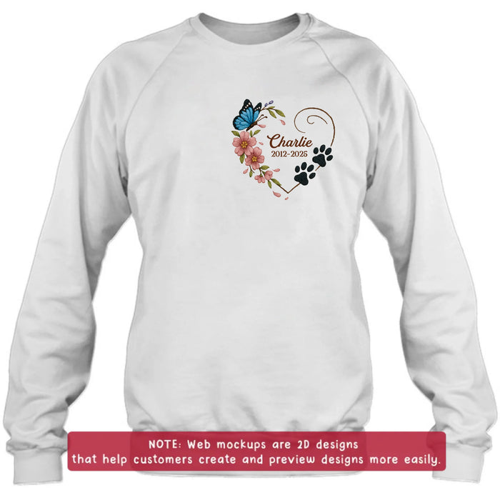 Custom Personalized Dog Memorial Embroidered T-Shirt/ Sweater/ Hoodie - Memorial Gift Idea For Pet Lover