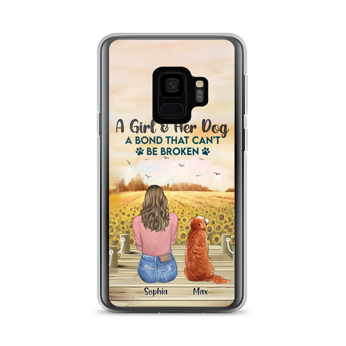 Custom Personalized Dog Mom Phone Case - Gift Idea For Dog Lover - A Girl & Her Dog A Bond That Can't Be Broken - Case For iPhone/ Samsung