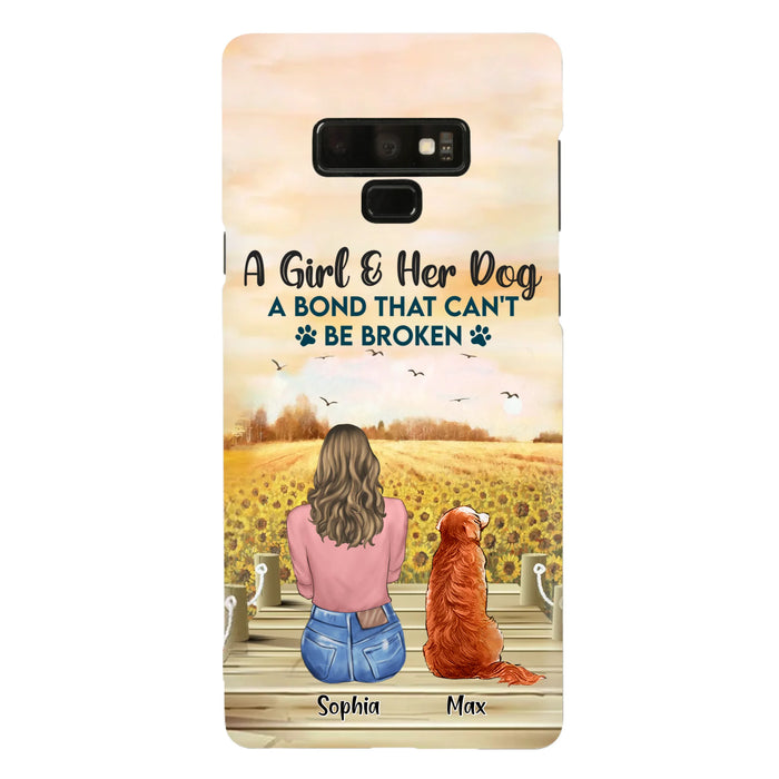 Custom Personalized Dog Mom Phone Case - Gift Idea For Dog Lover - A Girl & Her Dog A Bond That Can't Be Broken - Case For iPhone/ Samsung