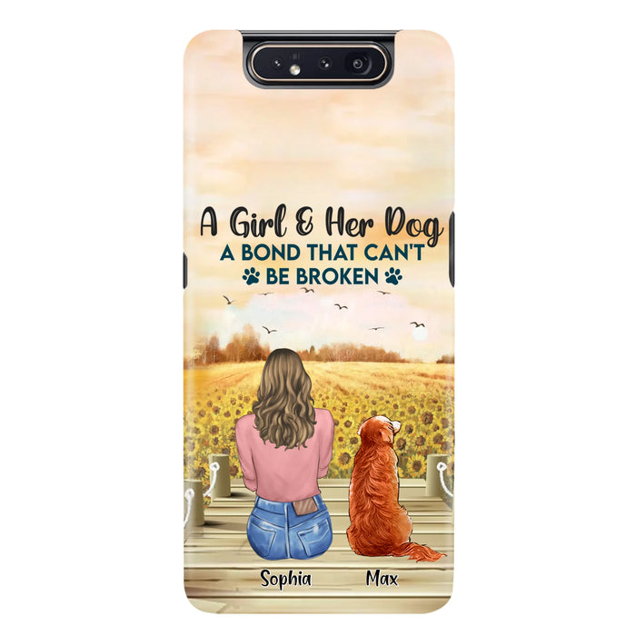 Custom Personalized Dog Mom Phone Case - Gift Idea For Dog Lover - A Girl & Her Dog A Bond That Can't Be Broken - Case For iPhone/ Samsung