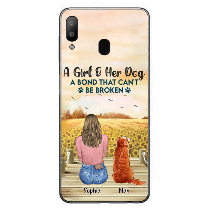 Custom Personalized Dog Mom Phone Case - Gift Idea For Dog Lover - A Girl & Her Dog A Bond That Can't Be Broken - Case For iPhone/ Samsung